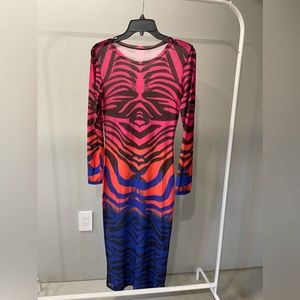 Sheer, Animal Print, Body Con Dress - Never Worn, size large